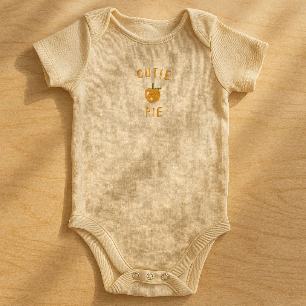 2141 سرهمی نوزادی دخترانه آستین کوتاه طرح Cutie Pie رنگ کرم